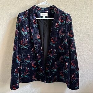Anthropologie See U Soon Floral Multicolored Patterned Velvet Blazer Size Medium